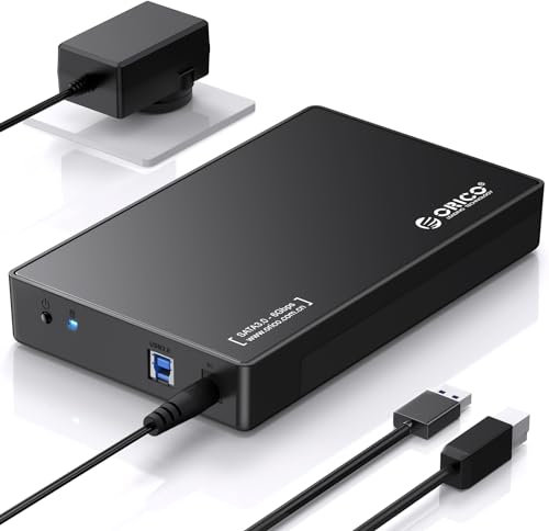 ORICO Festplattengehäuse 3,5 Externes USB 3.0 für 3,5/2,5 Zoll SATA Festplatten/SSD Bis zu 20 TB, 3,5'' Werkzeugloses HDD Gehäuse mit 12V/2A Netzteil und UASP Beschleunigung (3588US3)