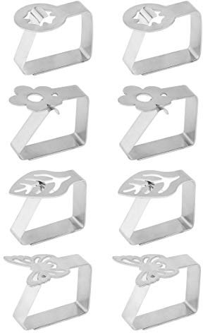 Tompig Tischdeckenklammern – 8 Stück Dekorative Edelstahl Tischdeckenklammern – Tischdeckenhalter Clips für Zuhause Picknick BBQ Hochzeit DIY Party Free Size Leaf