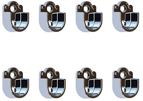 Metall Kleiderstange Schrankrohr Spurstangenkopf Halterung für Kleiderschrank, 33mm x 25mm x 14mm, 8 Stück Flanche für 19mm Silber