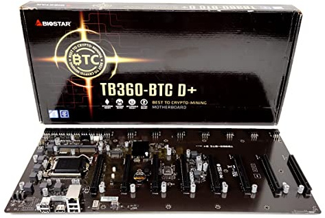 Biostar TB360-BTC D+ (Intel 8th and 9th Gen) LGA1151 SODIMM DDR4 8 GPU Support GPU Mining Motherboard. Requires CPU with IGFX and Server Power Supply.