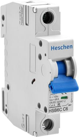 Heschen Leitungsschutzschalter HSB6C, 6 Ampere Strom, 1-polig, Typ C, 6 kA Schaltleistung, DIN-Schienenmontage