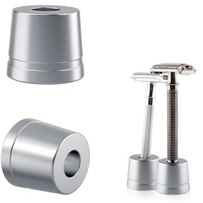 Linkidea 2-pack hållare för säkerhetsrakhyvel, öppningsdiameter 0,5 (13 mm) hållare för herrrakhyvel, för badrumsbänkar kompatibel med Shaving Revolution (borstat silver)
