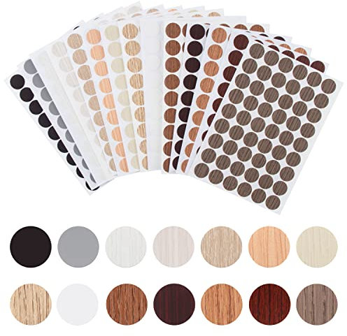 14 Feuilles Cache Vis Auto-adhésif,756 Pièces Couvre Vis Imperméable en PVC,Autocollant Couvre Vis Décoratif,Cache de Trou de Vis pour Meuble Placard Armoire Table Chaise Ø 21mm