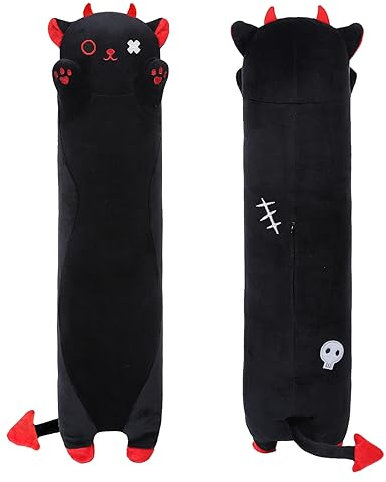 shownicer Plüschtier Schwarz Katze Kuscheltier Stofftier Kawaii Katze Plüsch, Kätzchen Plüschkissen Spielzeug, Wurfkissen, Katze Kissen Puppe, Schmusetier Geschenk für Kinder Mädchen Jungen