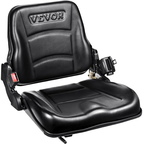 VEVOR Sedile per Carrello Elevatore Trattore Coprisedile Pieghevole per Trattore Schienale Angolo Regolabile 0-110° Fessura Estesa 160-340mm Sedile con Cintura di Sicurezza per Caricatore Escavatore