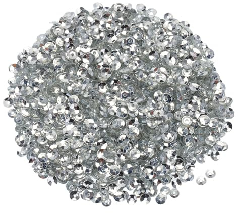 QUARKZMAN Paillettes Sfuse 4mm Paillettes Argentate con Retro In Argento 3000pz Paillettes a Coppa Paillettes per Ricamo Creazione Gioielli Artigianato Cucito, Argento
