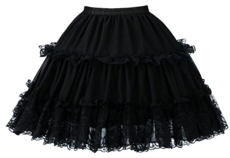 Minetom Jupon Femme Jupe Courte Jupontutu Danse en Tulle Style Rétro Rockabilly Petticoat Underskirt Lolita Cosplay Jupon De Mariée en Crinoline Q Noir One Size