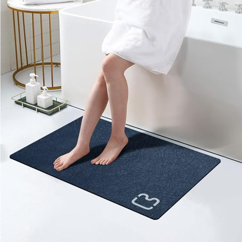 RUERYA Badmatta, gummi, halkfri, snabbtorkande, superabsorberande, tunn, passar under dörren, kiselgur badmatta för badrum, dusch, tvättstuga, tvättställ, 43,2 x 69,8 cm