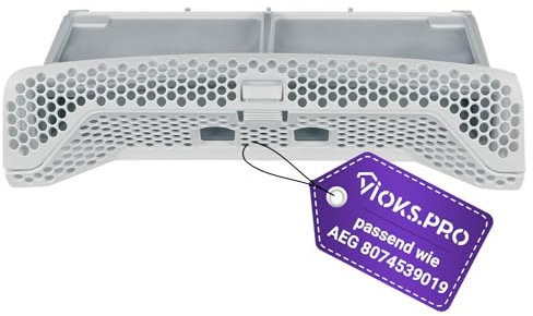 Viоks.pro Filter Trockner Flusensieb 335 х 172 х 80 mm Ersatz für AEG Electrolux 8074539019 8588074539012 Filtertasche - Flusenfilter Kunststoffsieb Ausklappbar für Wäschetrockner Wärmepumpentrockner