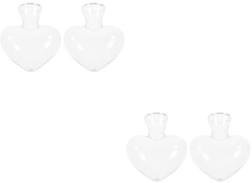 4 Stück Glasvase Blumenvase in Herzform hydroponische Reagenzgläser blumenarrangement bürodekoration blumenständer Links hydroponische Vase für Pflanzen Pflanzenflasche aus Glas MILISTEN
