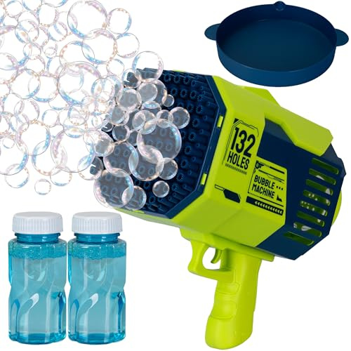 COIL Macchina per bolle di sapone, pistola per bolle di sapone con 132 fori, 1000 bolle/minuto, luce LED, pistola bolla gun, bolla macchina per bolle di sapone per bambini, pistola per bolle d'aria