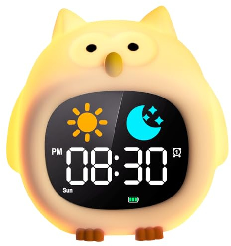 HOTUT Kids Sleep Training Clock With Night Light - 6 Sleep Sound Machine, Time to Wake With Snooze for Toddlers