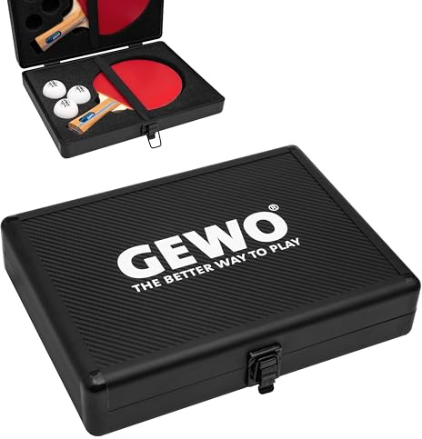 GEWO Maleta Doble de Aluminio para Raqueta de Ping Pong – Funda Resistente para 2 Raquetas y 3 Pelotas – Bolsa de Tenis de Mesa Resistente a los Golpes con Cierre Seguro – Ideal para torneos y