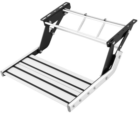 Kanbihao trappsteg husvagn, bil trappsteg dörr hopfällbar stege av aluminiumlegering, halkfri stålyta trampar för husvagn, lastkapacitet: 150 kg/330 pund