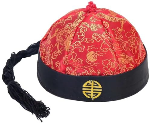 Ymxygz Chapeau Oriental Chinois avec Queue De Cheval, Couvre-Chef Mandarin, Accessoires De Performance, Ancien Chapeau De L'empereur Royal Chinois, Jeu De Rôle, Chapeau De Cosplay Décoratif