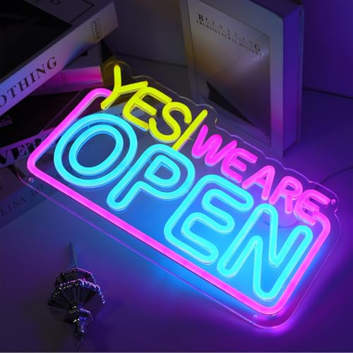 ENUOLI Open Neon Signs,Dimmable LED Open Neon Light High Visibility Advertisement Board Electric Display Sign Eye-Catching Business Sign for Walls Window Door Bar Shop Coffee Salon Hotel Store