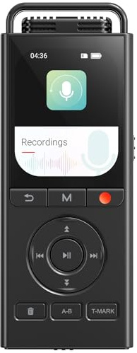 MECHEN Dictaphone Enregistreur Vocal Numérique 144 Go, Temps d'enregistrement de 10 000 h, Audio HD 3072 Kbps, Réduction du Bruit, Peut se Connecter à Un Microphone Externe, Activé par la Voix