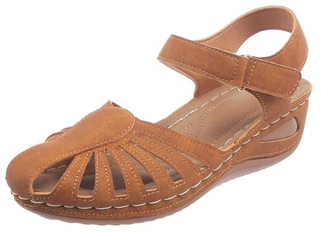 Generisch Sandali estivi Solid Hook Loop Casual Open Toe comodi da spiaggia, marrone, 42 EU