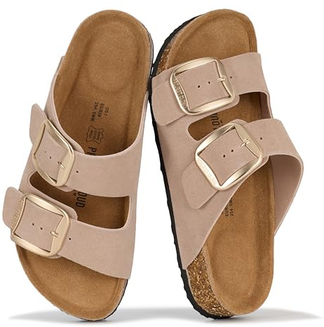 Project Cloud 100% Genuine Leather Footbed Sandals for Women (Sant,DPS,6)