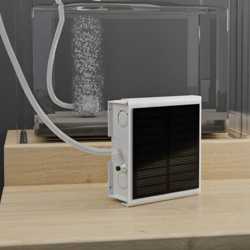Bomba de aire solar Powerd para acuario, funcionamiento ultra silencioso tipo C, recargable, portátil, aireador de acuario con indicadores de carga inteligentes (1200 mAh)