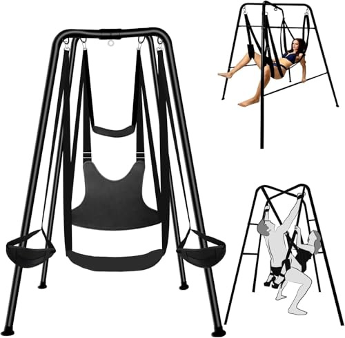 Sex Swing Sex Furniture - Freestanding Steel Frame Sex Swing Stand with Adjustable Sex Sling for Adults Sex Positions, Fast Setup & Storage Sex Chair BDSM Bondage Sex Toys, Holds up to 800 lbs