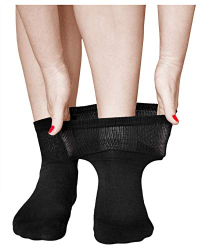 vitsocks Calzini Relax con Suola in Spugna Donna (3 PAIA) Calze Comode per Piedi Sensibili, nero, 39-42
