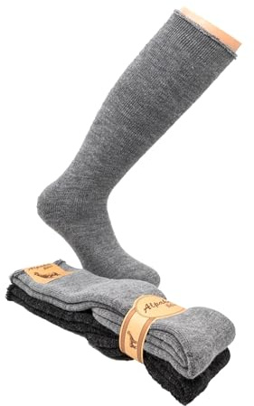 DAC Calze Termiche in Alpaca senza polsino (Taglio Laser) – 2 Paia Made in Italy – Imbottite in Spugna – Unisex (LUNGO 43/46)