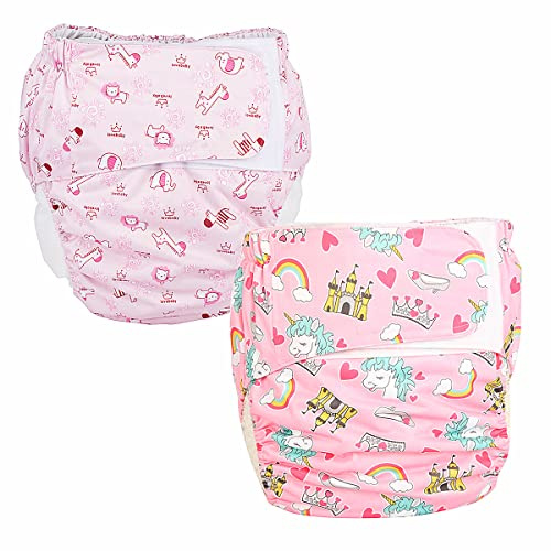 ReUseLife 2 Pieces Adjustable Washable Reusable Cloth Incontinence Underwears for Women and Men,Adult Cloth Diaper,Waist 26-50 Inches