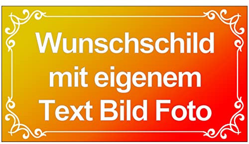 Schilder - Wunschtext Schild - Personalisiert Beschilderung/Infoschild/Briefkastenschild mit Text/Name/Foto/Logo für Garage, Hotel, Schule, Firma, Garten, Wohnadresse
