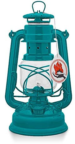 Feuerhand Sturmlaterne Baby Special 276 - Made in Germany seit 1893 - Petroleumlampe aus pulverbeschichtetem Stahl und bruchsicherem Glas - Türkis