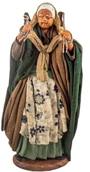 Holyhome Donna con Cesto di Pecora per Presepe da 15 cm (5,90 Inch) Scala 1:11 - Presepe Napoletano in Terracotta Vestita, Realizzato e Dipinto a Mano, Made in Italy