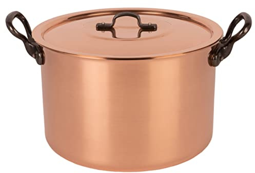 Cuisine Romefort | Tinned copper soup pot with higher walls, 6.3 qt | traditional stockpot made of solid copper with cast iron handles and copper lid | stewpot from France ideal for soups and stews