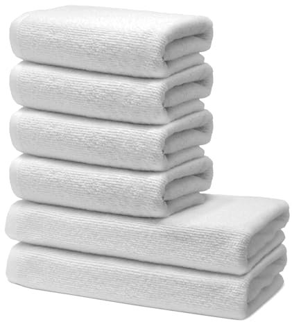 6 er Set Handtücher | 2 Badetücher Erwachsene 70x140 cm + 4 Handtücher 50x100 cm | Frottee Weich & Flauschig | 100% Baumwolle | Frottier Duschtuch Badetuch | Oeko-Tex | 500g/m² | Ôhm | Weiß