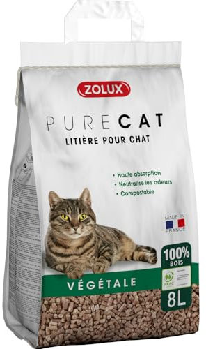 Zolux - Litière végétale granules de Bois PureCat 8 L Soit 5.66 kg pour Chat