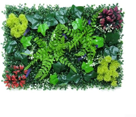 Panel de pared de plantas artificiales de 40 x 60 cm, paneles de seto de césped verde artificial para decoración de jardín (3)