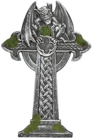 Chaks - Pietra TOMBALE Croce GARGOUILLE Mousse 36X2,5X55CM - Decorazione speciale Halloween - Tema(i): Cimitero disincantato
