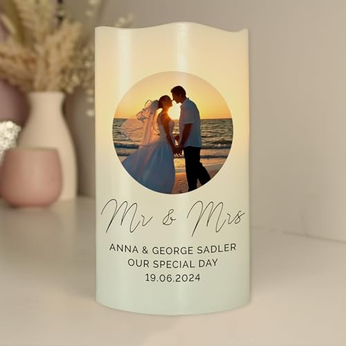 Custom Personalised Photo Upload LED Candle - Christmas, Wedding, Anniversary, Memorial