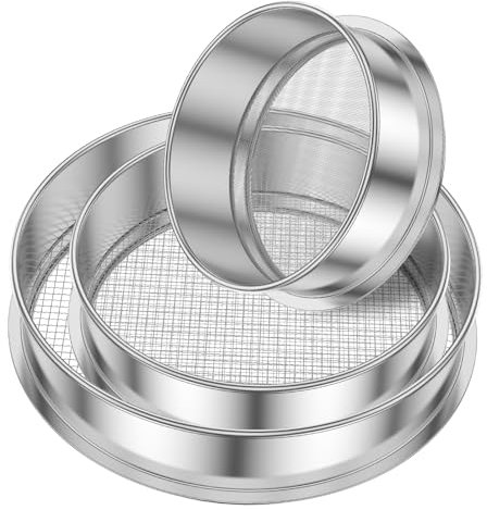 3Pcs Soil Sieve Stainless Steel Garden Sieve Stackable Soil Sifter Set Reusable Garden Soil Sifters Practical Garden Sifter Set Portable Compost Sifter Compact Rock Sifter for Gardening