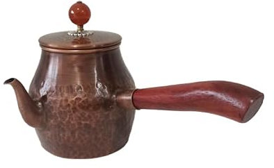 Tetera hecha a mano con mango de madera, tetera turca pura para estufa, tetera de cobre, tetera de cobre, 450/600 ml