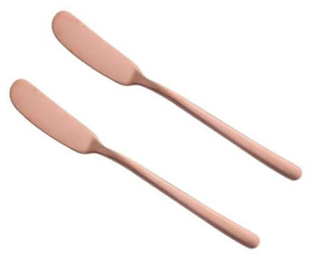 BESPORTBLE Lot de 2 Couteaux à Beurre en Acier Inoxydable 304 Trancheuse à Fromage et Racloir à Confiture Multifonction Ustensiles Cuisine en Rose Doré pour Tartiner et Découper