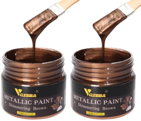 VGSEBA Acrylic Paint Metallic Brown 250ml, Non Toxic, Non Fading | Brown Acrylic Paint for Crafts, Art, Painting, Handcrafts, Ideal for Canvas Wood Clay Fabric Ceramic Craft Supplies