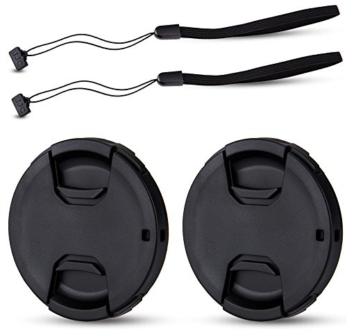 JJC Copriobiettivo da 82 mm, confezione da 2 copriobiettivo a scatto per fotocamera frontale + supporto elastico per copriobiettivo per obiettivo Canon Nikon Sony Olympus Fuji con filettatura da 82 mm