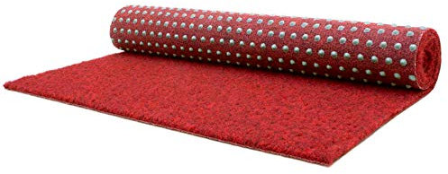Balkon Rasen Rasenteppich im Festmaß Vliesrasen mit Noppen - Rot 133 x 400 cm, Wasserdurchlässiger Vlies-Kunstrasen