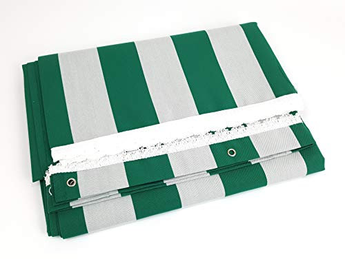 Viglietti Rideau de soleil à rayures pour balcon ou terrasse, avec anneaux et crochets, tissu résistant pour extérieur, dimensions 140 x 300 cm (vert rayures col.217)