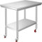 VEVOR Arbeitstisch 61 x 30 x 85 cm Edelstahl Catering Arbeitstisch Belastbarkeit 150 kg, Lebensmittel Zubereitungstisch mit Nachlauf Gewerbliche Arbeitstisch für Küche Bar 4 verstellbare Füße