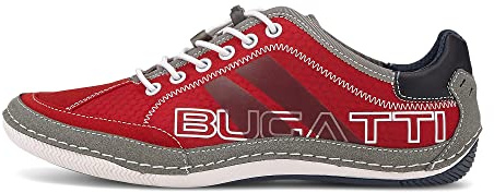 bugatti Herren Casual Sneaker mit Flexibler Sohle, Schnürschuh mit Memory Foam, Elastische Schnürsenkel, Rot, 41 EU