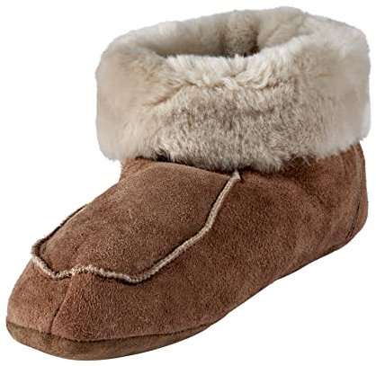 Naturasan Lammfell-Hüttenschuhe Damen Hausschuhe/Mokassin mit Ledersohle/flauschig weich, gefüttert mit warmen Schaffell (Peanut (Beige), Gr.43)