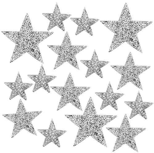 Hyakoz 16 Pezzi Toppe Termoadesive Strass a Stella 8/6/4CM per Vestiti - Adesivi Strass per Jeans, Borse, Zaini, Giacche