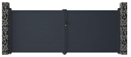 Vente-unique - Portal batiente Aluminio Completo L397 x 166 cm Antracita Nazario