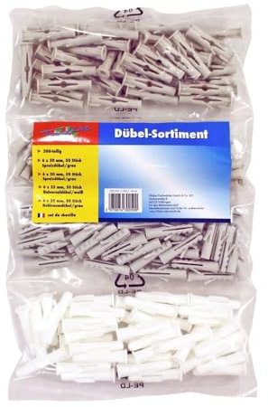 TrendLine Dübel-Sortiment 200-teilig, Spreizdübel, Universaldübel, Hohlraumdübel